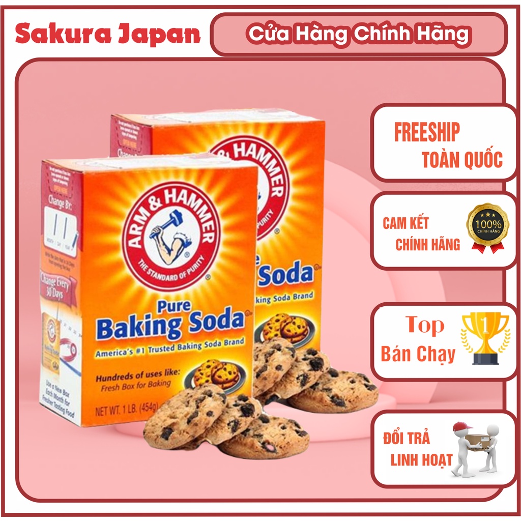 Baking soda đa công dụng bột nở khử mùi diệt khuẩn tẩy rửa làm bánh chăm sóc da hộp giấy 454g nhập khẩu Mỹ