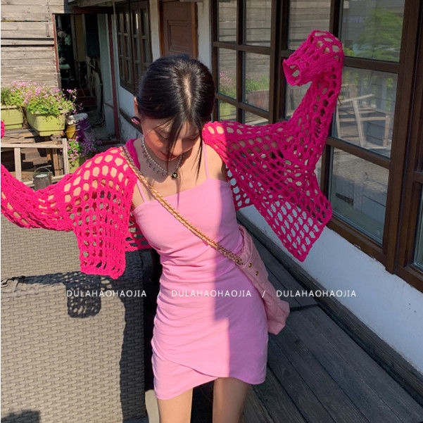 Bán Chạy!Áo Cardigan Dệt Kim Mỏng Chống Nắng Lỗ Trái Cây Rồng Màu Sắc Gợi Cảm [5-18 Zero O'clock Limited Time 15%]