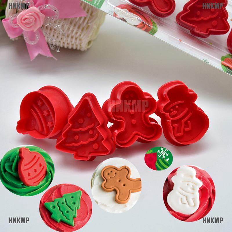 Set 4 khuôn nhấn bánh quy chủ đề giáng sinh 3D