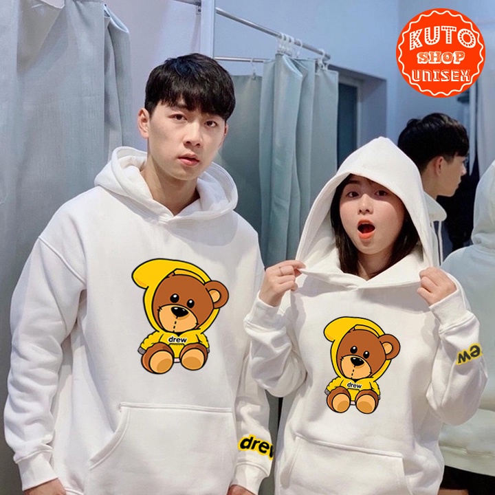 ÁO HOODIE DREW Nỉ Ngoại Cao Cấp In Pet Siêu Bền Siêu Đẹp (HD2840 - Gấu Bông - Kèm Ảnh Thật)