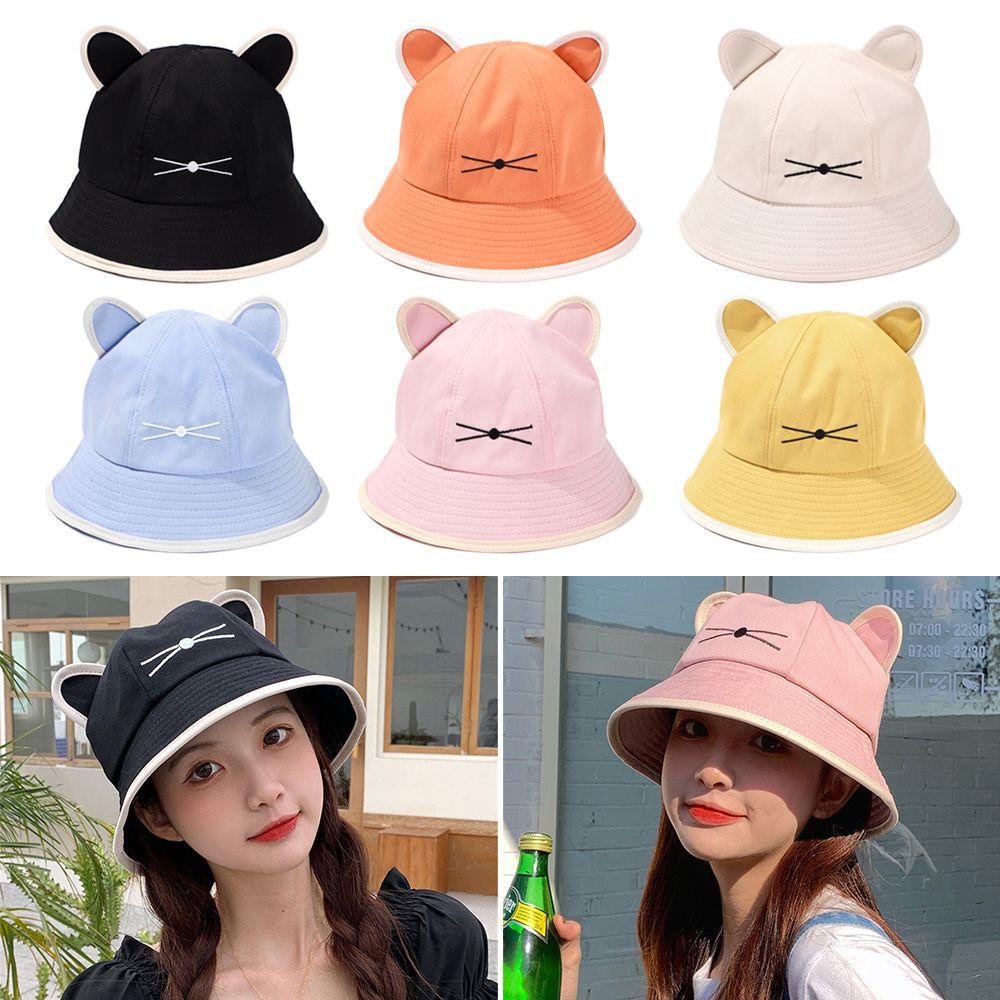 Mũ Rộng Vành Chống Nắng/Tia UV Họa Tiết Mèo Nhiều Màu Dễ Thương Thời Trang Xuân Hè Cho Nam Và Nữ