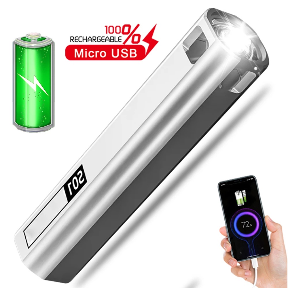 1 Đèn Pin Cầm Tay Đa Năng Chống Thấm Nước Có Thể Điều Chỉnh Sạc USB Tiện Lợi