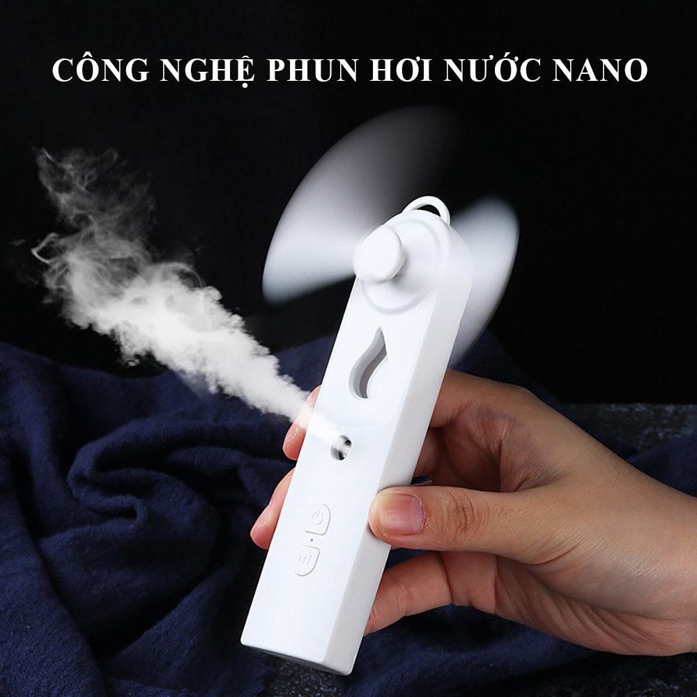 Quạt phun sương, quạt cầm tay mini tích hợp phun sương tích hợp pin sạc nhỏ gọn tạo mát tạo ẩm chống nóng hiệu quả