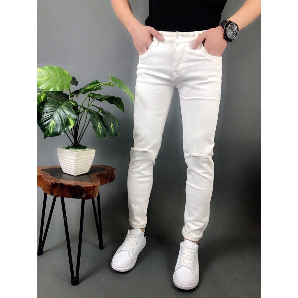 [Mã SKAMAP6 giảm 8% TỐI ĐA 50K đơn250K] Quần jean nam trơn và rách gối 2 màu cơ bản | BigBuy360 - bigbuy360.vn