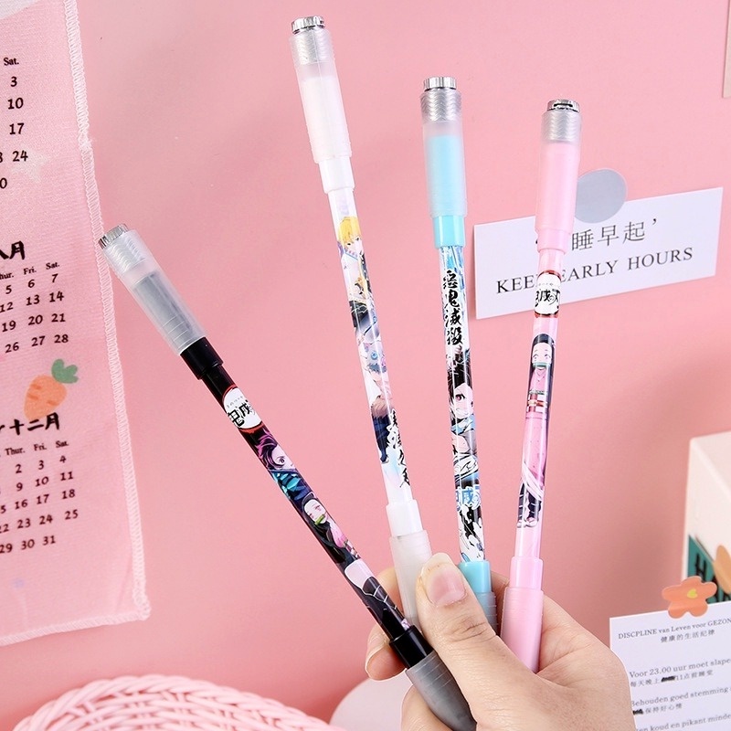 Bút Gel Xoay Có Đèn LED Phát Sáng Họa Tiết Hoạt Hình Vui Nhộn Cho Trẻ Em