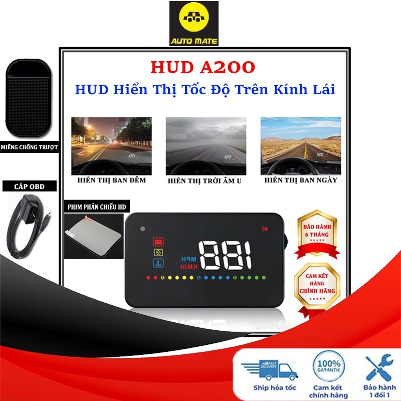 HUD A200 - HUD Ô Tô Hiển Thị Tốc Độ Trên Kính Lái