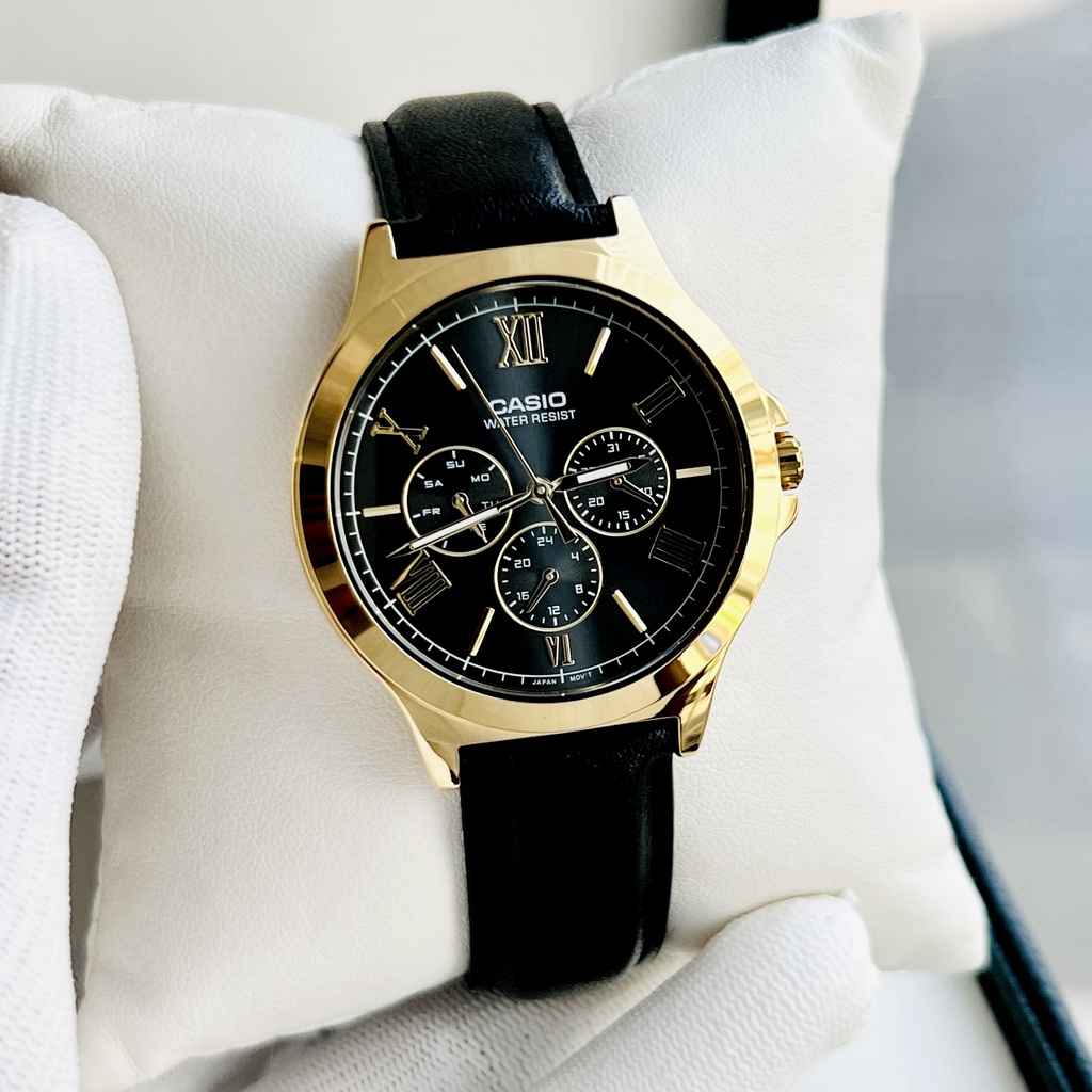 Đồng hồ nam dây da chính hãng Casio Quartz MTP-V300GL-1A