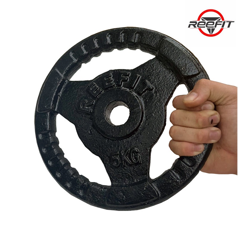 Tạ miếng gang tạ bánh gang 3 lỗ Reefit màu đen 5kg