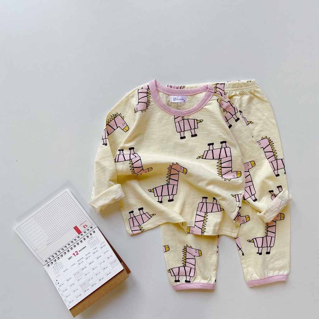 Bộ đồ dài tay quần dài thu đông cho bé trai/gái chất liệu 100% cotton thun lạnh, miniumbabyfashion SB1261