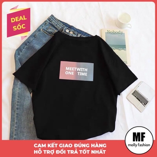 [Mã FASHIOND10 giảm 10K đơn 50K] Áo thun tay lỡ form rộng unisex Meet With Freesize <70kg ML037
