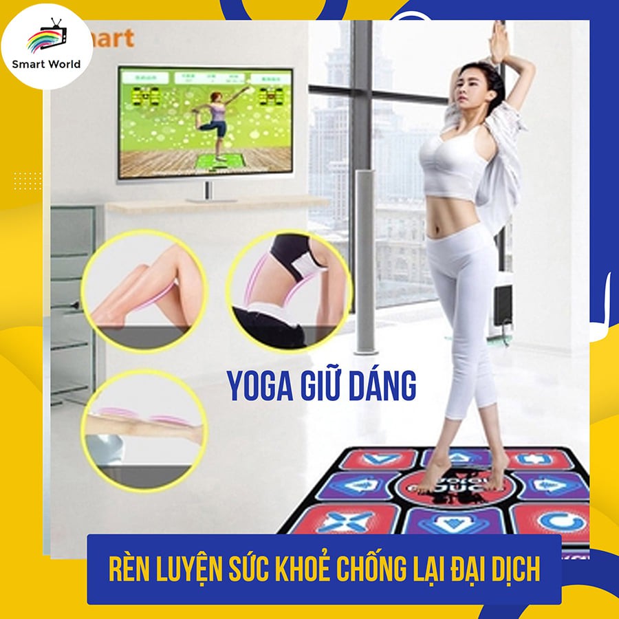 Nghỉ Dịch Vừa Khỏe Vừa Vui Thảm nhảy Smart Tại Nhà, thảm chơi game sẵn 200 trò trí tuệ, cổng AV, kết nối không dây