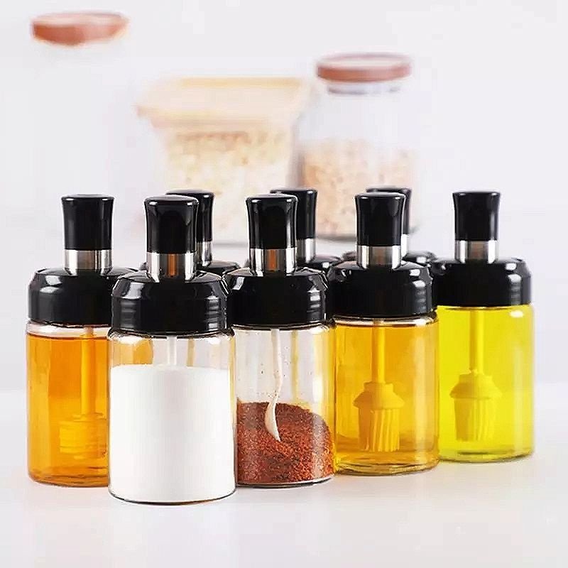 Lọ đựng gia vị - hũ đựng gia vị thủy tinh kèm thìa cao cấp