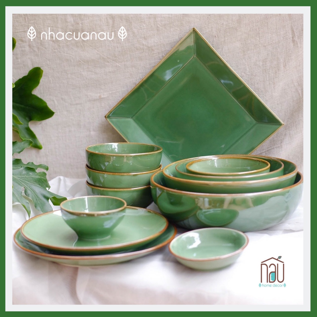 Bộ chén đĩa sứ cao cấp làm thủ công Made in Vietnam, sản phẩm nghệ nhân cao cấp làm quà Tân Gia, Quà cưới