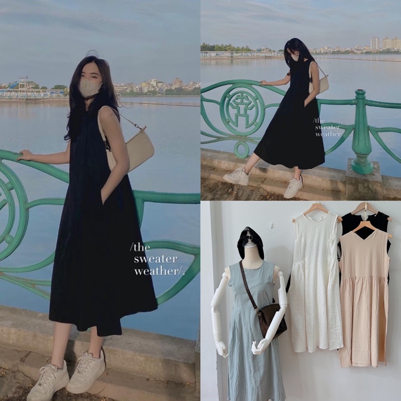 [Ảnh thật/Video] Váy babydoll cute chocopie xinh xắn Vát sát nách xếp li eo tạp độ bồng