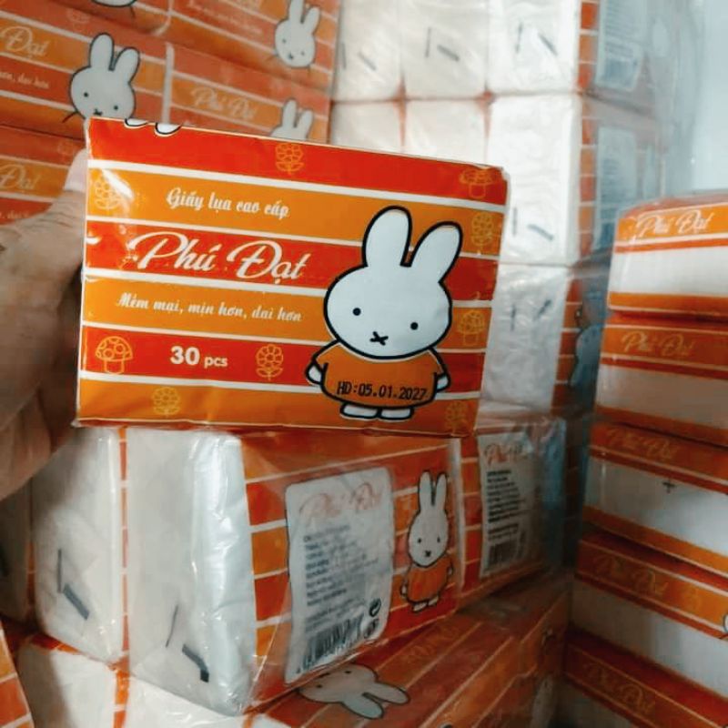 Khăn giấy rút phú đạt gói 250 tờ lau mặt lau tay cao cấp chính hãng không bụi vụn
