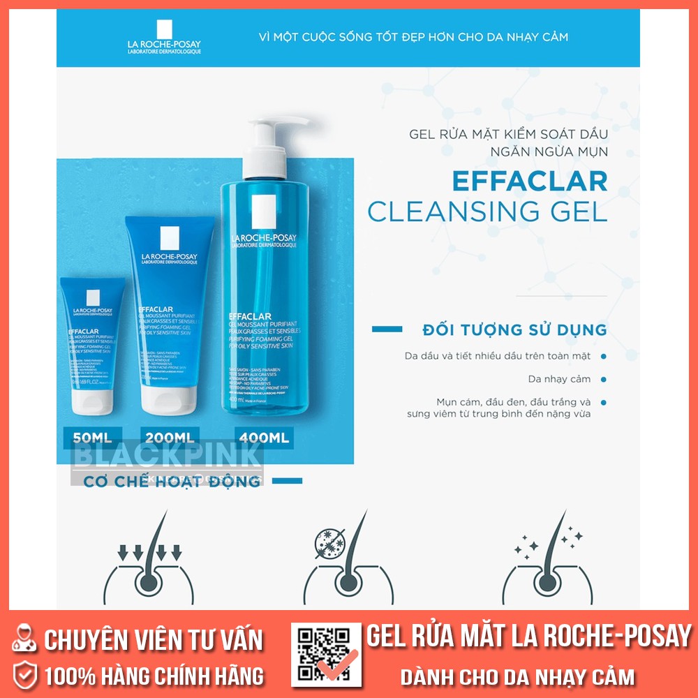 Gel rửa mặt tạo bọt La Roche-Posay Effaclar Purifying Foaming - sữa rửa mặt cho da dầu, mụn, nhạy cảm, hàng chuẩn Pháp