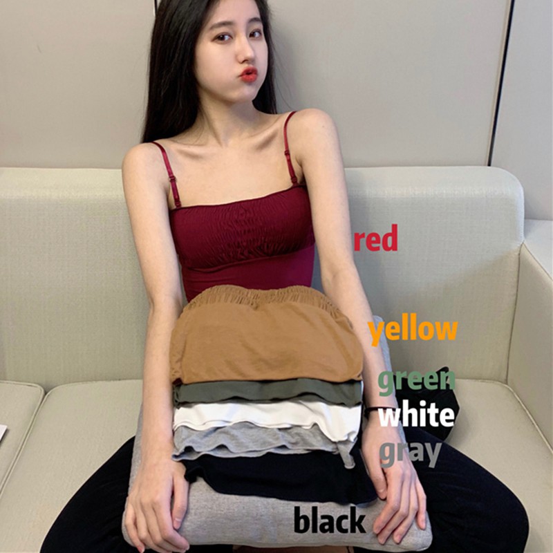 Áo 2 dây có mút đệm thiết kế nhún bèo ngực thời trang nữ quyến rũ