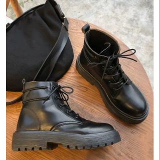 T56 giày boot quảng châu cổ cổ mũi tròn da mềm lót lông siêu êm