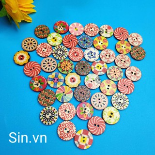 10 nút/cúc gỗ trang trí