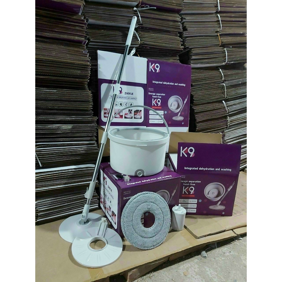 Chổi lau nhà tự vắt thông minh 360 độ tặng kèm 2 bông lau, bộ cây lau nhà tự vắt tự tách nước bẩn K12