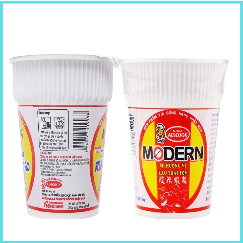 Mì Modern 3 hương vị lẩu thái tôm, Bò hầm, Thịt xào thùng 24 ly 67g-Bách hóa.HK24