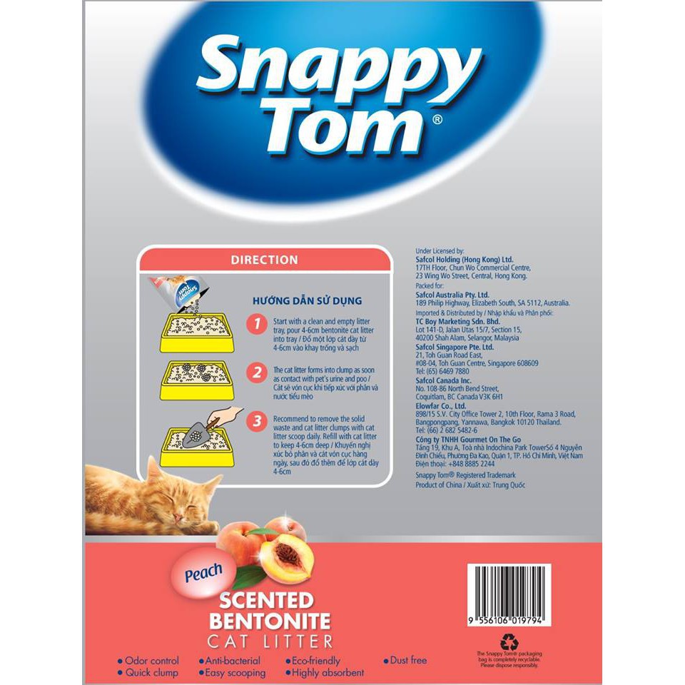 Cát vệ sinh cho mèo Snappy Tom túi 5 lít