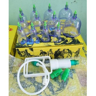 Bộ Giác Hơi 12 Ống Hút Chân Không Hộp Vàng, Không Dùng Lửa Cao Cấp (Chính Hãng).