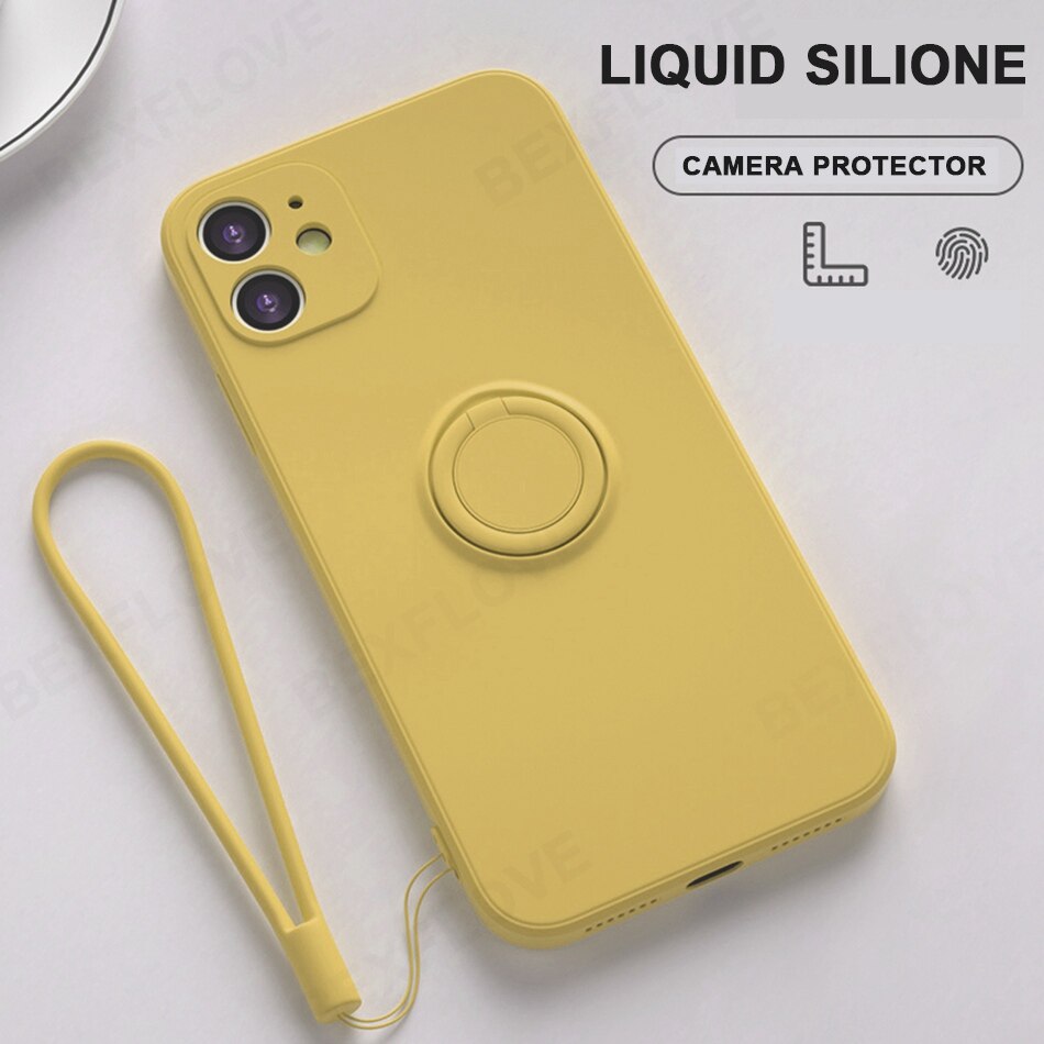 Ốp điện thoại silicone có nhẫn đỡ nam châm gắn trên xe hơi cho IPHONE 11 PRO XS MAX XR X XS 7 8 PLUS SE 2 2020