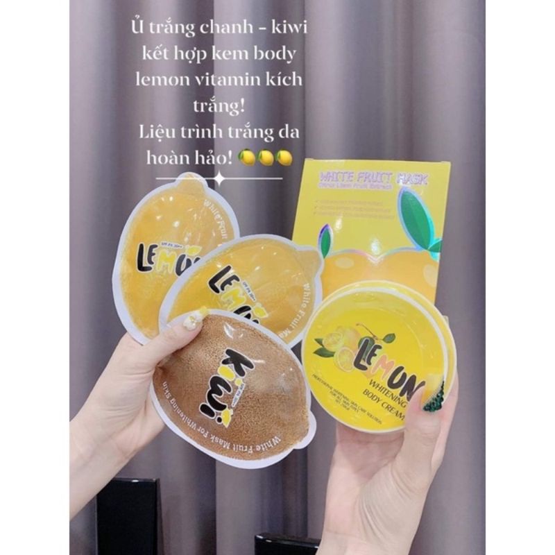 Ủ Trắng LeMon chanh, Tắm Trắng TLEMON WHITE FRUIT MASK 1 Hộp 3 gói