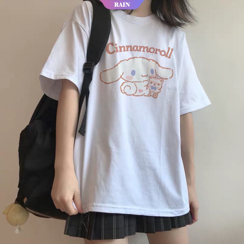 Áo Thun Tay Ngắn Dáng Rộng In Họa Tiết Hoạt Hình Sanrio Cinnamoroll Đáng Yêu Cho Nữ
