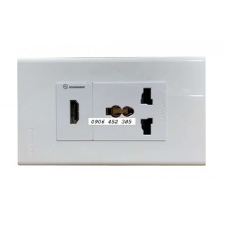 Ổ cắm HDMI + ổ điện đa năng 3 chấu lắp mặt Panasonic đi âm tường