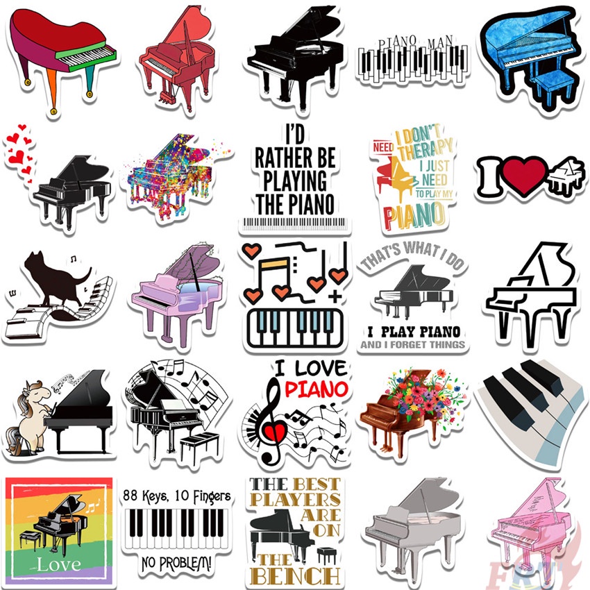 ❉ Miếng Dán Trang Trí Đàn Piano 01 Độc Đáo ❉ Bộ 50 Miếng Dán Chống Thấm Nước Họa Tiết Thời Trang Dùng Trang Trí