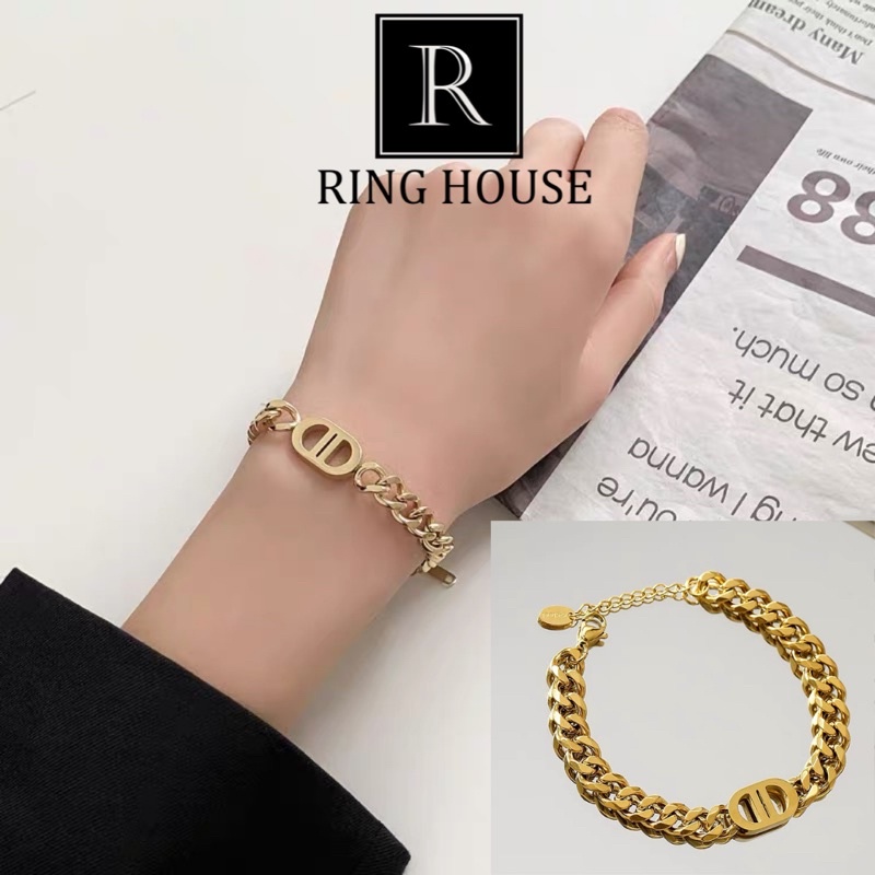 (Titan) B11 Lắc Tay Vòng Tay Nữ Dây Xích Titan Không Gỉ Vàng Gold Cá Tính DO Đẹp Ring House