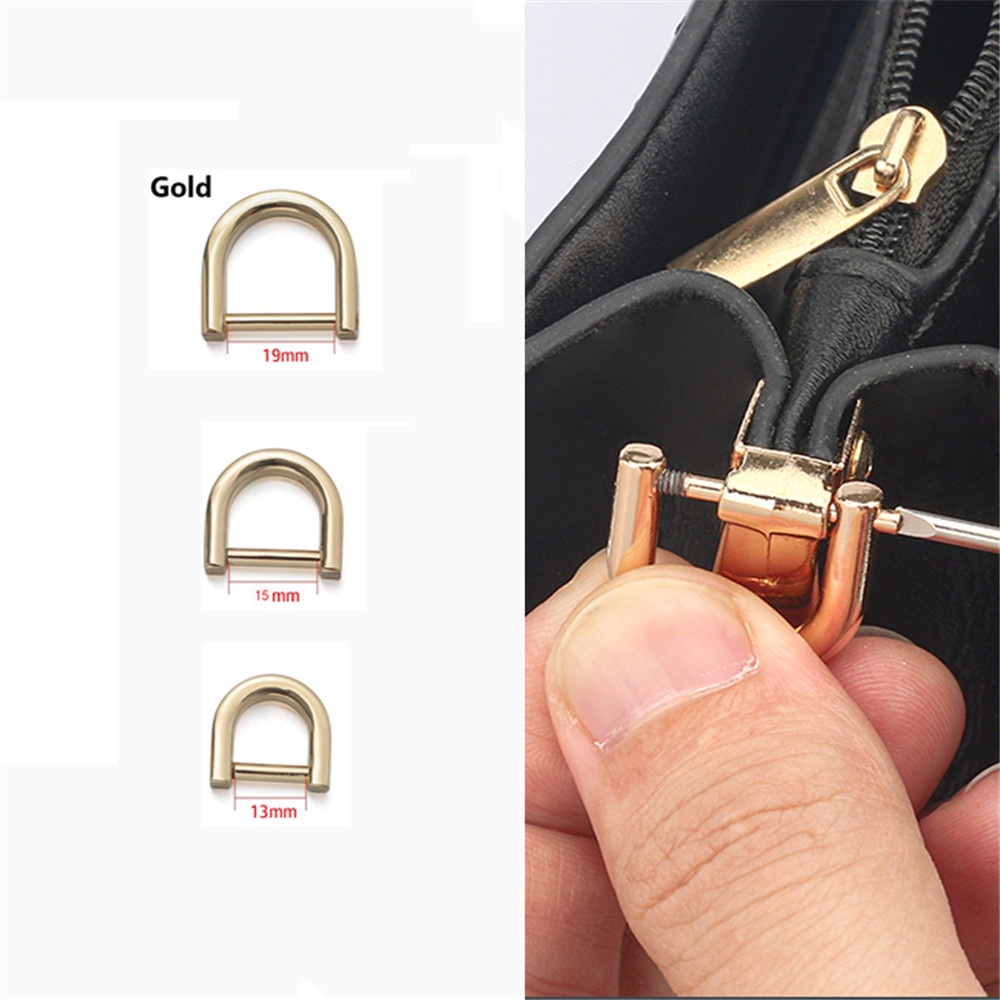 Set 2 Khóa Hợp Kim Kẽm Hình Chữ D Có Thể Tháo Rời Dùng Để Sửa Túi Xách 13/15/19mm