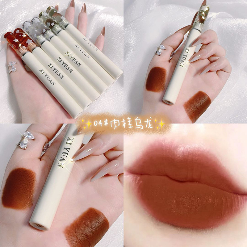 🥑XIYUAN Velvet Matte Lip Glaze Silk Velvet Fog Summer Sun Does Not Touch The Cup Lip Glaze