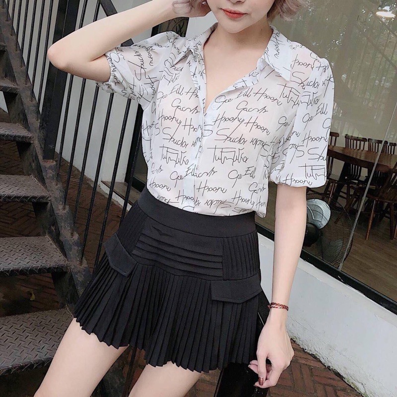 CHÂN VÁY XẾP LY NẮP TÚI