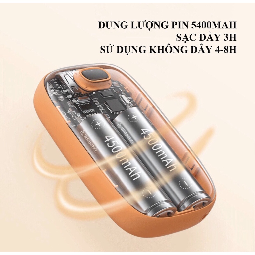 Máy sưởi mini kiêm sạc dự phòng NS02 Jisulife, Pin 5400MAH, Sử dụng không dây 4-8h