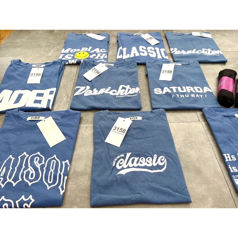 Áo phông tay lỡ 3158 Quảng Châu ( xanh da trời đậm )