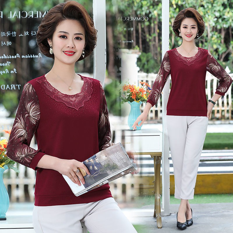 Áo Sweater Vải Voan Thiết Kế Thanh Lịch Cho Nữ Trung Niên