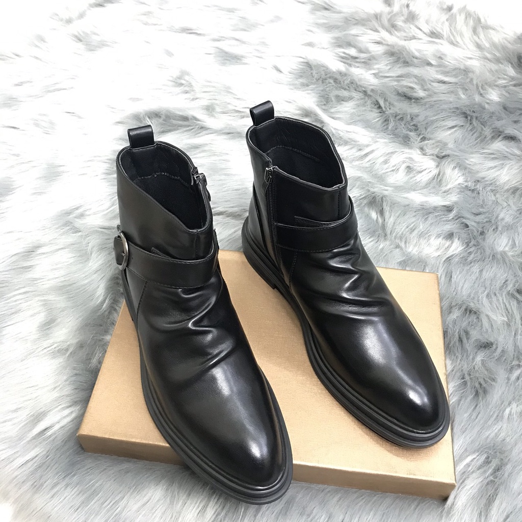 (SALE OFF) - BST Giày da Chelsea Boot Cổ Cao Nam Công Sở Đế Cao Tăng Chiều Cao Classic Retro Vintage Full Box