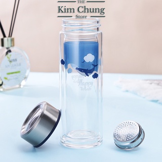 Bình Nước Thủy Tinh Chịu Nhiệt 2 Lớp  Lock&Lock LLG627 YEL Màu Xanh 320ml - Hàng chính hãng