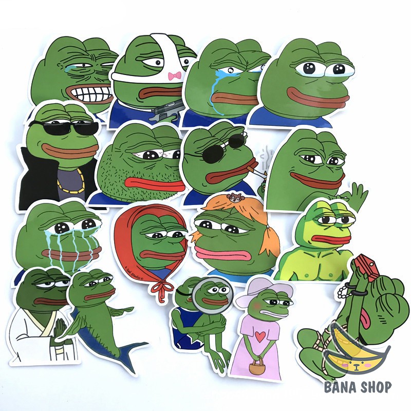 Set 17 sticker ếch xanh Pepe sad frog siêu bựa dành cho vozer