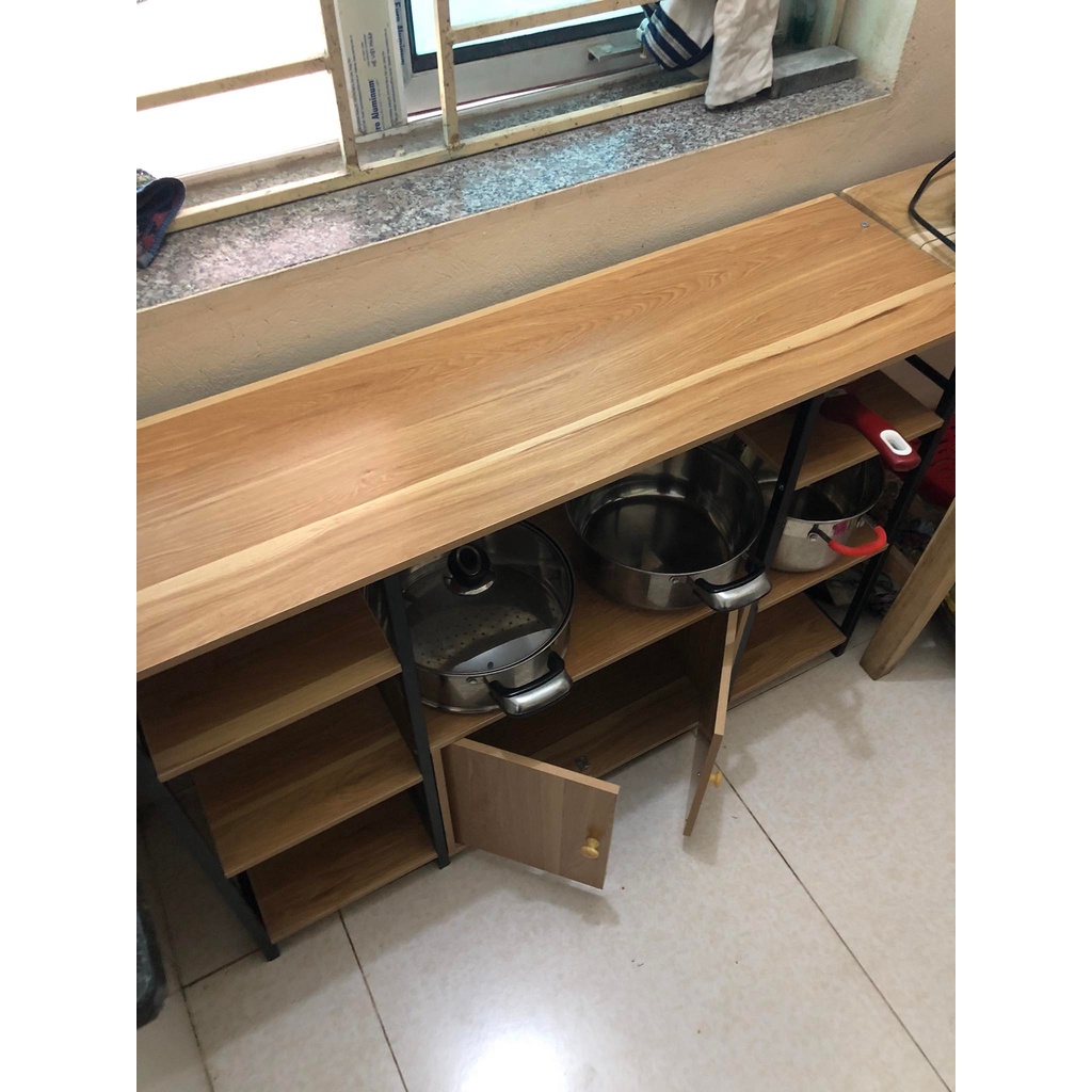 Kệ bếp lò vi sóng có tủ đối xứng, kệ bếp đa năng phong cách Châu Âu, gọn gàng chất gỗ MDF dày 12mm dễ lắp ráp BIG SALE