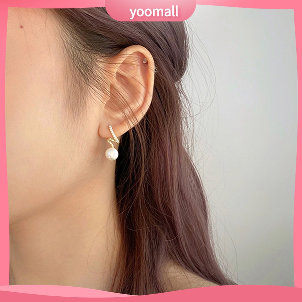 Yomall♡ 1 Đôi Bông Tai Đính Ngọc Trai Giả Phong Cách Hàn Quốc