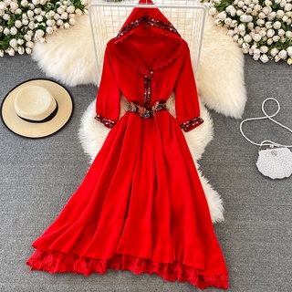 Váy boho du lịch có mũ chất dày dặn