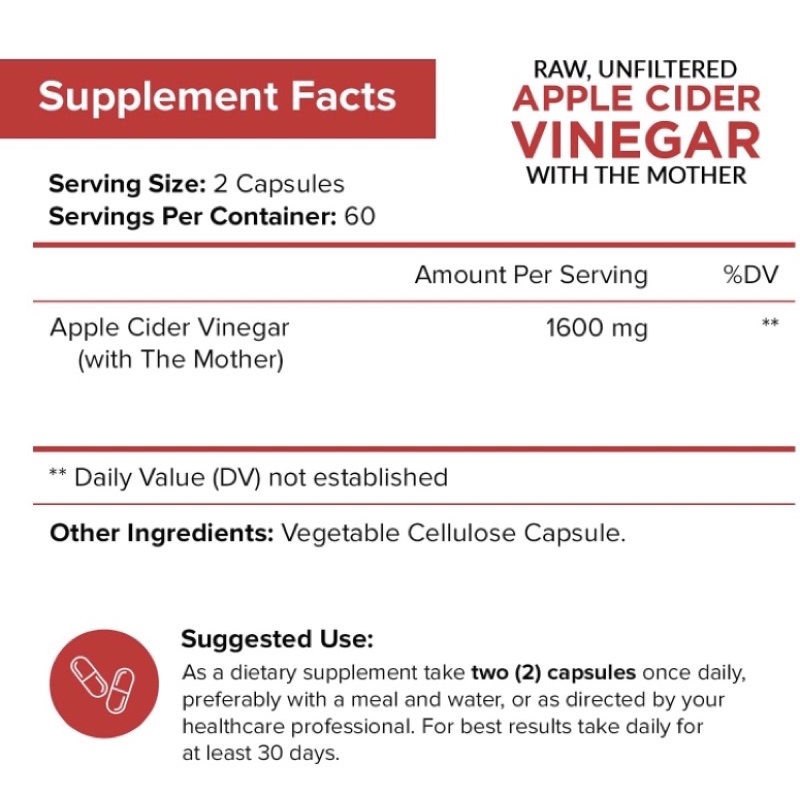 Viên giấm táo NutriFlair thuần chay giảm cân, detox, keto tăng đề kháng Apple Cider Vinegar 120 viên USA