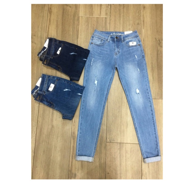 Quần jean Nữ rách - cạp cao hàng vnxk đủ size 27-28-29-30-31-32