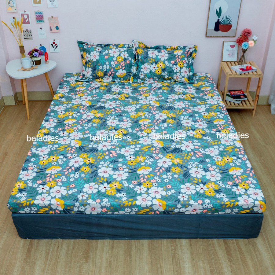 Ga giường cotton bo chun bọc đệm 1m2 1m6 1m8 2m2 100% cotton Hàn Quốc May bedding