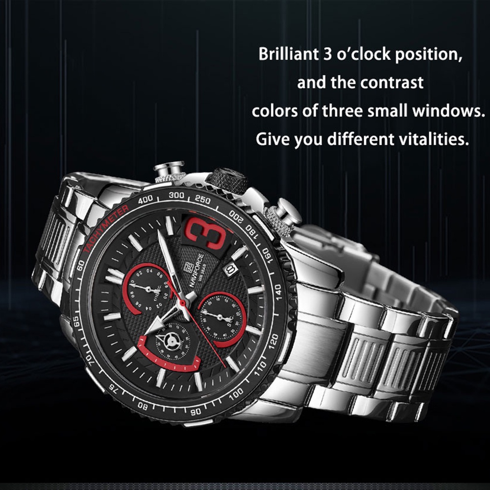 Naviforce Đồng Hồ Quartz Chronograph Chống Thấm Nước Chất Liệu Thép Không Gỉ Thời Trang Cho Nam 8017