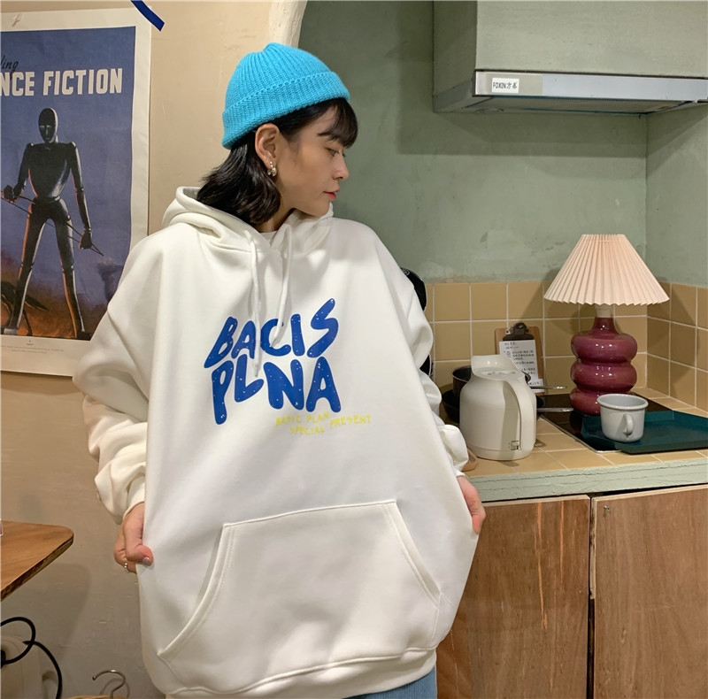 Áo Hoodies Tay Dài In Họa Tiết Chữ Phong Cách Ulzzang Hàn Quốc